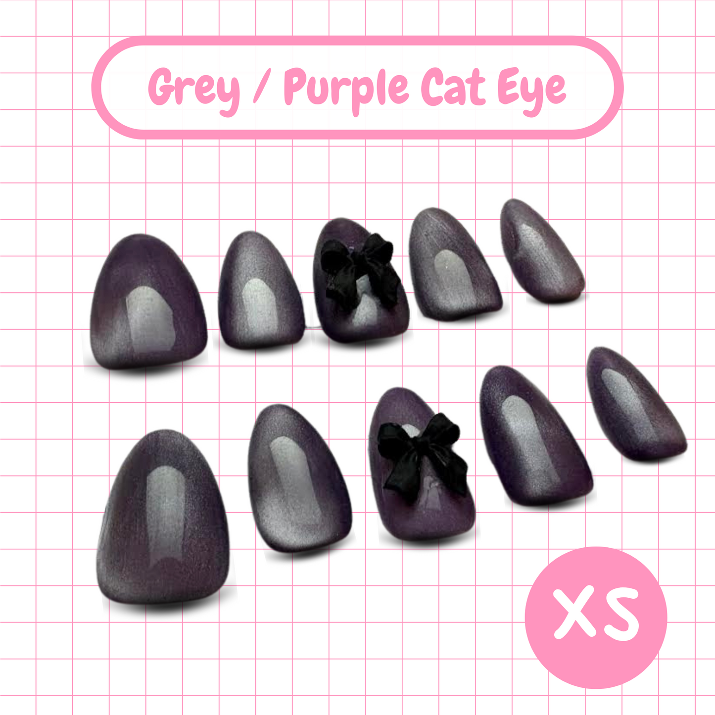 Purple / Grey Cat Eye Nails - XS