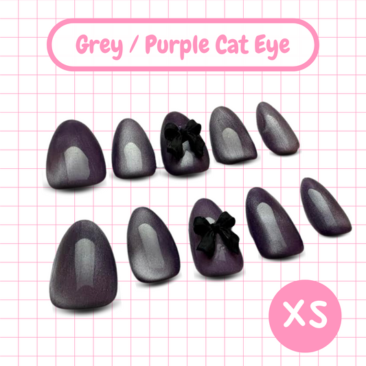 Purple / Grey Cat Eye Nails - XS